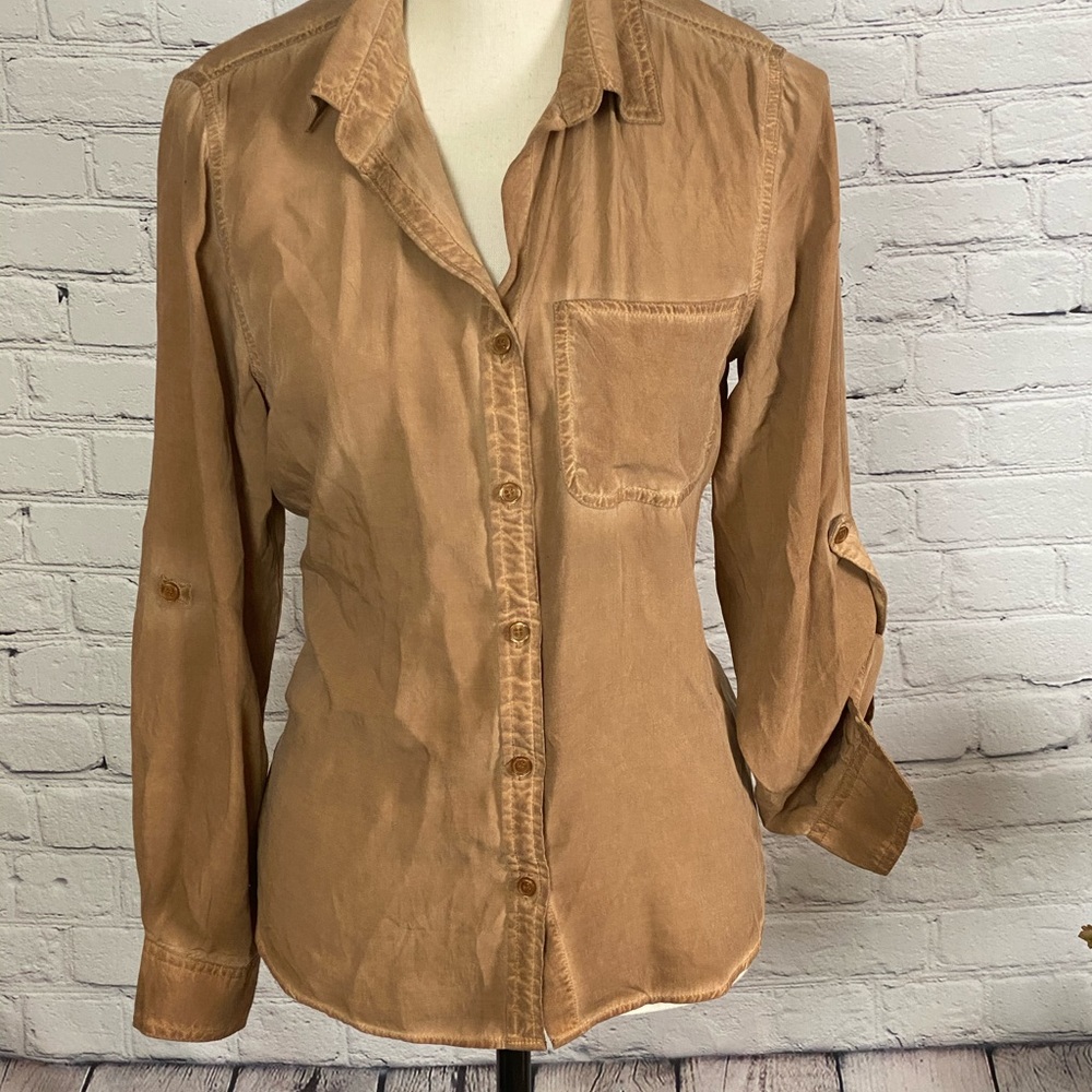 Velvet heart brown button up shirt